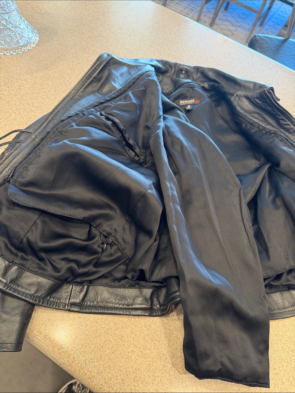 Thinsulate 3M motorcycle Blck Leather Jacket southwest hair pipe and bead accent - Picture 7 of 11